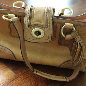 Coach Purse Brown Handbag Vintage Cloth Buckle Tan